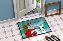 Load image into Gallery viewer, Snowman with Bull Terrier Doormat - 24x36 Decorative Floor Mat – Indoor/Outdoor Rug with Artistic Flair BB1829JMAT