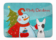 Load image into Gallery viewer, Snowman with Bull Terrier Machine Washable Memory Foam Mat BB1829RUG