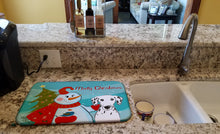 Load image into Gallery viewer, Snowman with Dalmatian Dish Drying Mat – Absorbent, Artistic Kitchen Essentials BB1830DDM