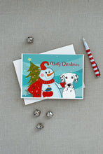 Load image into Gallery viewer, Snowman with Dalmatian Greeting Cards -  Blank Note Cards – 8-Pack of Artist-Designed Cards with Envelopes