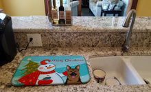 Load image into Gallery viewer, Snowman with German Shepherd Dish Drying Mat – Absorbent, Artistic Kitchen Essentials BB1831DDM