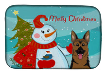 Load image into Gallery viewer, Snowman with German Shepherd Dish Drying Mat – Absorbent, Artistic Kitchen Essentials BB1831DDM