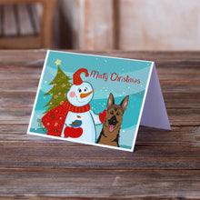 Load image into Gallery viewer, Snowman with German Shepherd Greeting Cards -  Blank Note Cards – 8-Pack of Artist-Designed Cards with Envelopes