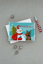 Load image into Gallery viewer, Snowman with German Shepherd Greeting Cards -  Blank Note Cards – 8-Pack of Artist-Designed Cards with Envelopes