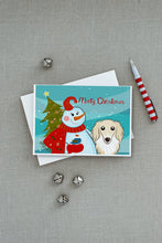Load image into Gallery viewer, Snowman with Longhair Creme Dachshund Greeting Cards -  Blank Note Cards – 8-Pack of Artist-Designed Cards with Envelopes