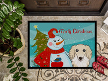 Load image into Gallery viewer, Snowman with Longhair Creme Dachshund Doormat - 24x36 Decorative Floor Mat – Indoor/Outdoor Rug with Artistic Flair BB1832JMAT