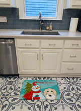 Load image into Gallery viewer, Snowman with Longhair Creme Dachshund Machine Washable Memory Foam Mat BB1832RUG