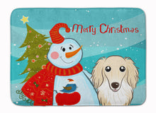 Load image into Gallery viewer, Snowman with Longhair Creme Dachshund Machine Washable Memory Foam Mat BB1832RUG