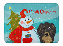 Load image into Gallery viewer, Snowman with Longhair Black and Tan Dachshund Machine Washable Memory Foam Mat BB1833RUG