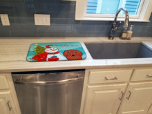 Load image into Gallery viewer, Snowman with Longhair Red Dachshund Dish Drying Mat – Absorbent, Artistic Kitchen Essentials BB1834DDM