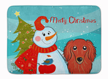 Load image into Gallery viewer, Snowman with Longhair Red Dachshund Machine Washable Memory Foam Mat BB1834RUG