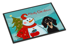 Load image into Gallery viewer, Snowman with Smooth Black and Tan Dachshund Doormat - 24x36 Decorative Floor Mat – Indoor/Outdoor Rug with Artistic Flair BB1835JMAT