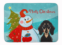 Load image into Gallery viewer, Snowman with Smooth Black and Tan Dachshund Machine Washable Memory Foam Mat BB1835RUG