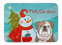 Load image into Gallery viewer, Snowman with English Bulldog  Machine Washable Memory Foam Mat BB1839RUG