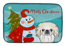 Load image into Gallery viewer, Snowman with Pekingese Dish Drying Mat – Absorbent, Artistic Kitchen Essentials BB1841DDM