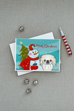Load image into Gallery viewer, Snowman with Pekingese Greeting Cards -  Blank Note Cards – 8-Pack of Artist-Designed Cards with Envelopes