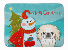Load image into Gallery viewer, Snowman with Pekingese Machine Washable Memory Foam Mat BB1841RUG