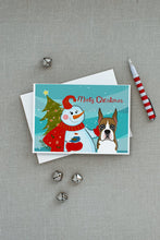 Load image into Gallery viewer, Snowman with Boxer Greeting Cards -  Blank Note Cards – 8-Pack of Artist-Designed Cards with Envelopes