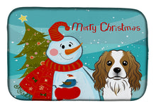 Load image into Gallery viewer, Snowman with Cavalier Spaniel Dish Drying Mat – Absorbent, Artistic Kitchen Essentials BB1844DDM