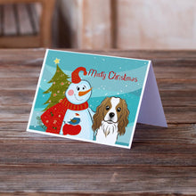 Load image into Gallery viewer, Snowman with Cavalier Spaniel Greeting Cards -  Blank Note Cards – 8-Pack of Artist-Designed Cards with Envelopes