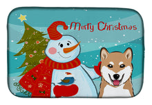 Load image into Gallery viewer, Snowman with Shiba Inu Dish Drying Mat – Absorbent, Artistic Kitchen Essentials BB1845DDM