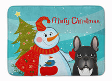 Load image into Gallery viewer, Snowman with French Bulldog Machine Washable Memory Foam Mat BB1847RUG