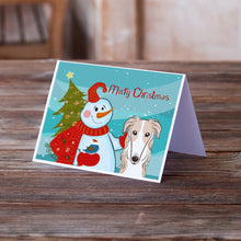 Load image into Gallery viewer, Snowman with Borzoi Greeting Cards -  Blank Note Cards – 8-Pack of Artist-Designed Cards with Envelopes