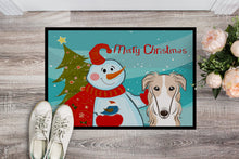 Load image into Gallery viewer, Snowman with Borzoi Doormat - 24x36 Decorative Floor Mat – Indoor/Outdoor Rug with Artistic Flair BB1848JMAT