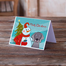 Load image into Gallery viewer, Snowman with Weimaraner Greeting Cards -  Blank Note Cards – 8-Pack of Artist-Designed Cards with Envelopes