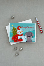 Load image into Gallery viewer, Snowman with Weimaraner Greeting Cards -  Blank Note Cards – 8-Pack of Artist-Designed Cards with Envelopes
