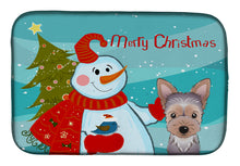 Load image into Gallery viewer, Snowman with Yorkie Puppy Dish Drying Mat – Absorbent, Artistic Kitchen Essentials BB1852DDM