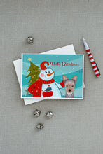 Load image into Gallery viewer, Snowman with Yorkie Puppy Greeting Cards -  Blank Note Cards – 8-Pack of Artist-Designed Cards with Envelopes