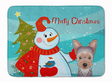 Load image into Gallery viewer, Snowman with Yorkie Puppy Machine Washable Memory Foam Mat BB1852RUG