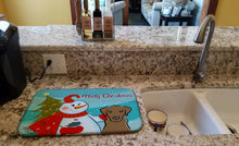 Load image into Gallery viewer, Snowman with Chocolate Labrador Dish Drying Mat – Absorbent, Artistic Kitchen Essentials BB1854DDM