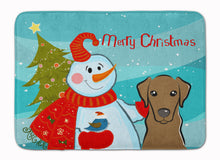 Load image into Gallery viewer, Snowman with Chocolate Labrador Machine Washable Memory Foam Mat BB1854RUG