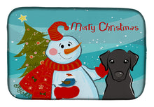 Load image into Gallery viewer, Snowman with Black Labrador Dish Drying Mat – Absorbent, Artistic Kitchen Essentials BB1855DDM