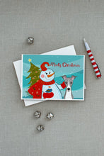 Load image into Gallery viewer, Snowman with Italian Greyhound Greeting Cards -  Blank Note Cards – 8-Pack of Artist-Designed Cards with Envelopes