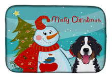 Load image into Gallery viewer, Snowman with Bernese Mountain Dog Dish Drying Mat – Absorbent, Artistic Kitchen Essentials BB1857DDM