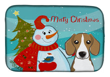 Load image into Gallery viewer, Snowman with Beagle Dish Drying Mat – Absorbent, Artistic Kitchen Essentials BB1859DDM