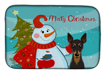 Load image into Gallery viewer, Snowman with Min Pin Dish Drying Mat – Absorbent, Artistic Kitchen Essentials BB1860DDM