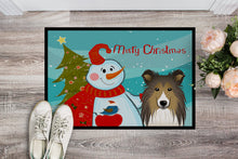 Load image into Gallery viewer, Snowman with Sheltie Doormat - 24x36 Decorative Floor Mat – Indoor/Outdoor Rug with Artistic Flair BB1862JMAT