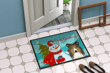 Load image into Gallery viewer, Snowman with Sheltie Doormat - 24x36 Decorative Floor Mat – Indoor/Outdoor Rug with Artistic Flair BB1862JMAT