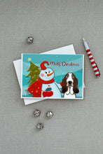 Load image into Gallery viewer, Snowman with Basset Hound Greeting Cards -  Blank Note Cards – 8-Pack of Artist-Designed Cards with Envelopes