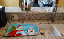 Load image into Gallery viewer, Snowman with Afghan Hound Dish Drying Mat – Absorbent, Artistic Kitchen Essentials BB1864DDM