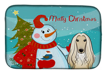 Load image into Gallery viewer, Snowman with Afghan Hound Dish Drying Mat – Absorbent, Artistic Kitchen Essentials BB1864DDM