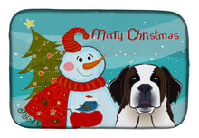 Load image into Gallery viewer, Snowman with Saint Bernard Dish Drying Mat – Absorbent, Artistic Kitchen Essentials BB1866DDM