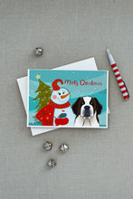 Load image into Gallery viewer, Snowman with Saint Bernard Greeting Cards -  Blank Note Cards – 8-Pack of Artist-Designed Cards with Envelopes