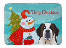 Load image into Gallery viewer, Snowman with Saint Bernard Machine Washable Memory Foam Mat BB1866RUG