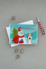 Load image into Gallery viewer, Snowman with Wire Haired Fox Terrier Greeting Cards -  Blank Note Cards – 8-Pack of Artist-Designed Cards with Envelopes