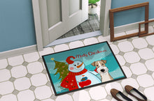 Load image into Gallery viewer, Snowman with Wire Haired Fox Terrier Doormat - 24x36 Decorative Floor Mat – Indoor/Outdoor Rug with Artistic Flair BB1867JMAT